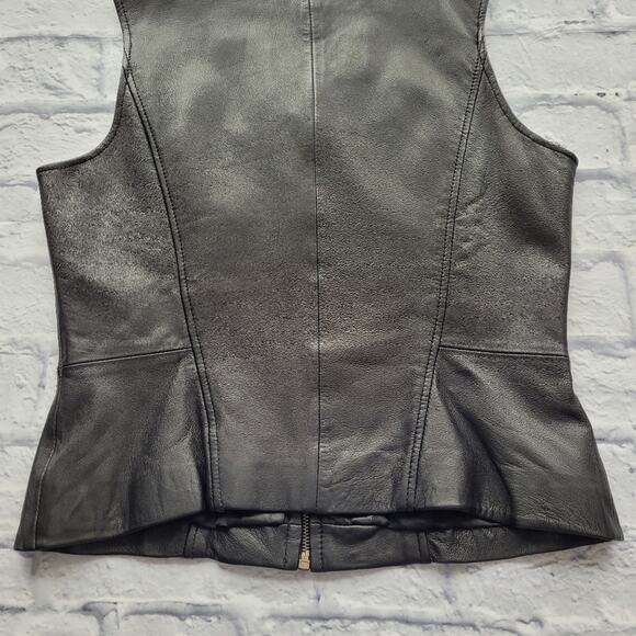 Siena Studio Black Zip Front Leather Vest size M/L - Picture 9 of 10